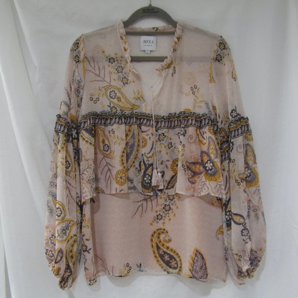 MISA S Paisley Tiered Romantic Blouse - Picture 1 of 8